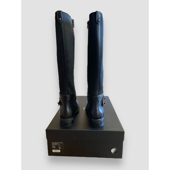 Coach Riding Boots Essex Semi Matte Leather/Stretch Black Women' SZ 6.5B 36.5 EU - Picture 3 of 11